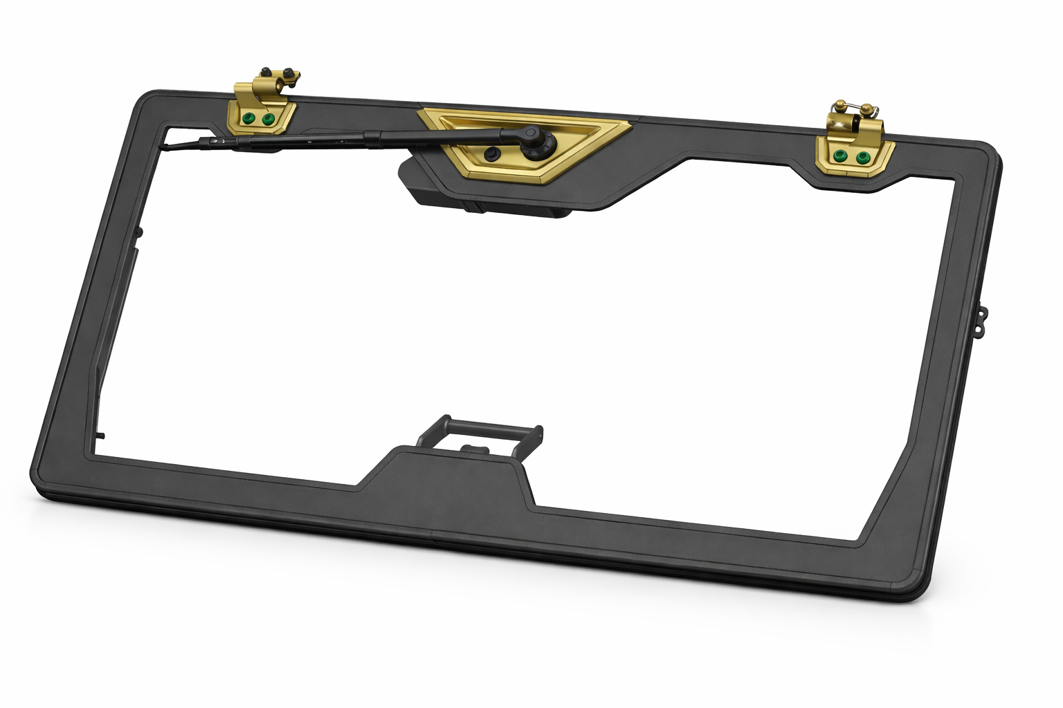 Przednia szyba z wycieraczką i siłownikiem hydraulicznym – szkło